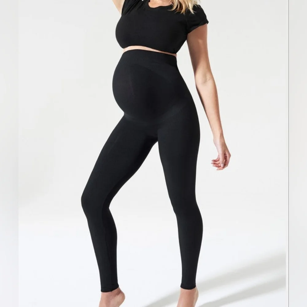 BLANQI Everyday Black Maternity Belly Support Leggings in Medium - Picture 1 of 6